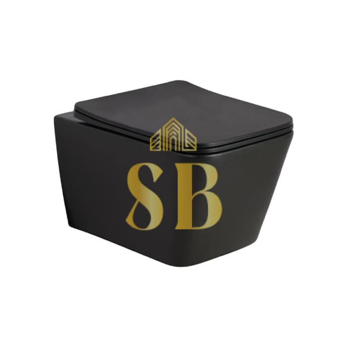 Wall-hung black matte toilet bowl
